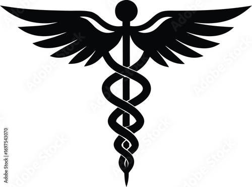 caduceus logo silhouette vector illustration