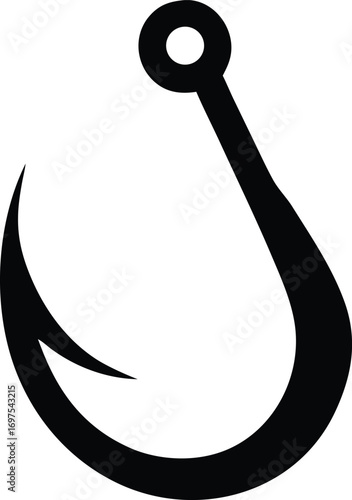 fishing hook logo silhouette vector illustration