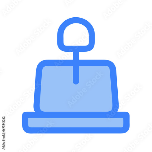 Stylized blue gear shift illustration over black background design