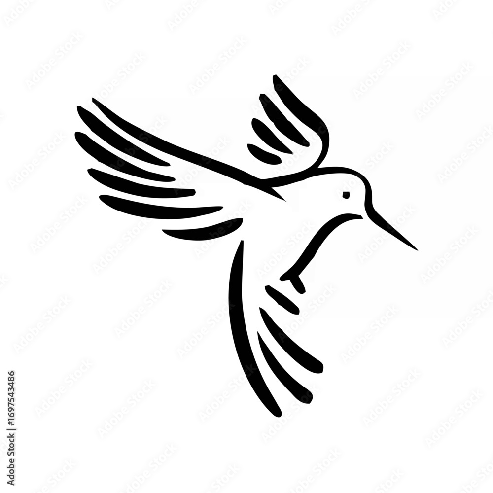 Obraz premium Elegant Hummingbird Line Art ...