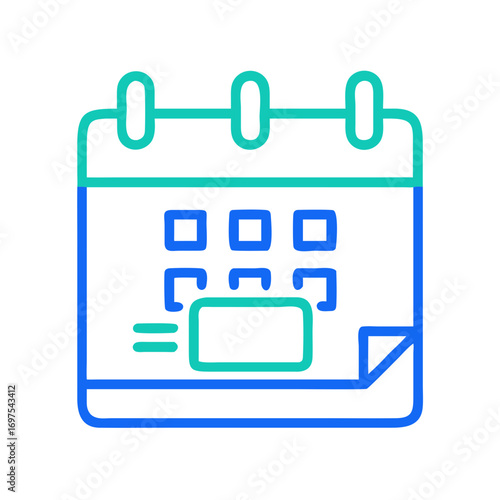 Minimalist calendar icon on black background for scheduling