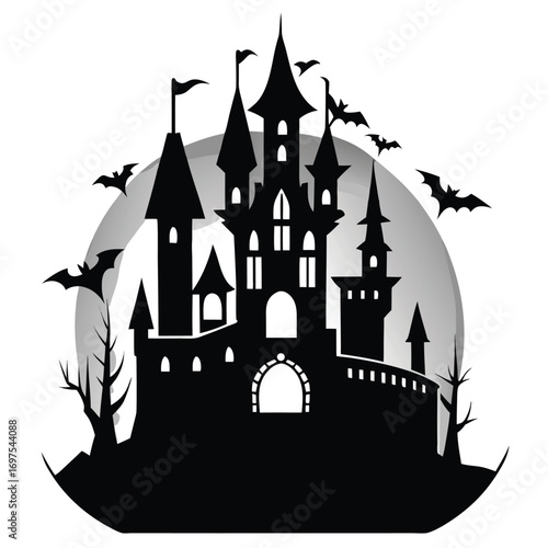 halloween castle vector illustration