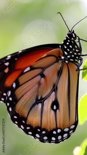 footage vertical video, Close-up of butterfly wings moving