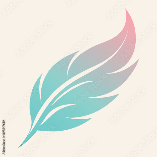 Elegant feather inspired vector design with smooth gradient colorful light streaks for artistic decor  