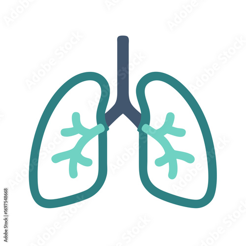 Stylized lung illustration with blue and teal on black