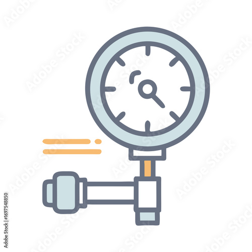 Vector illustration of pressure gauge on plumbing pipe fitting