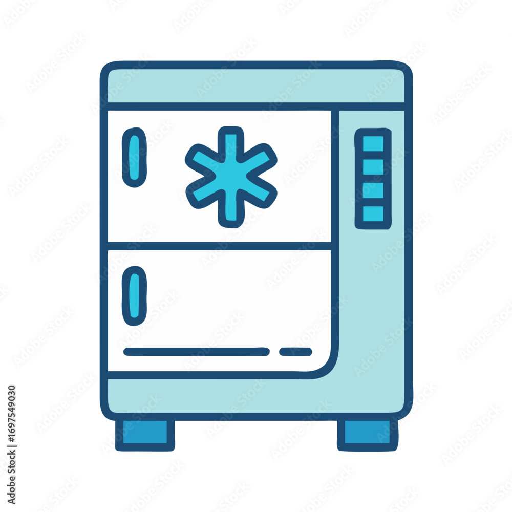 Obraz premium Medical Refrigerator Icon Flat Illustration for Healthcare Designs
