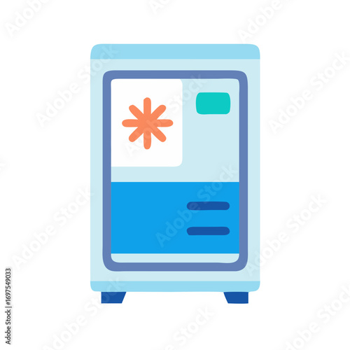 Blue flat design freezer icon on black background