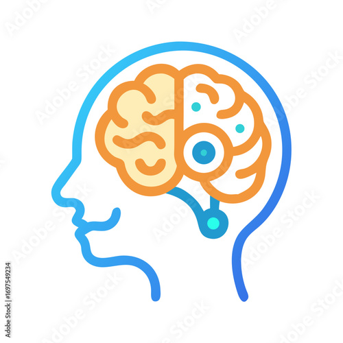 AI integration with human brain concept vector illustration