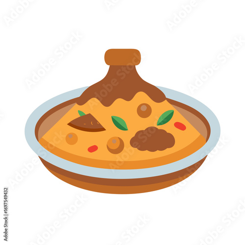 Flat design tagine illustration against black background for websites