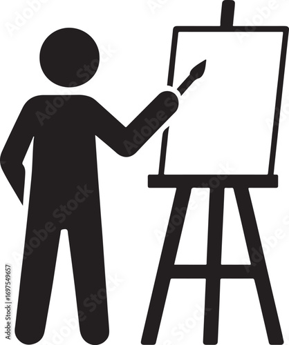 Vector art of artist painting on easel