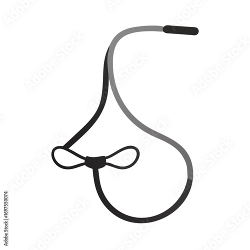 Stylized black background with single gray drawstring design