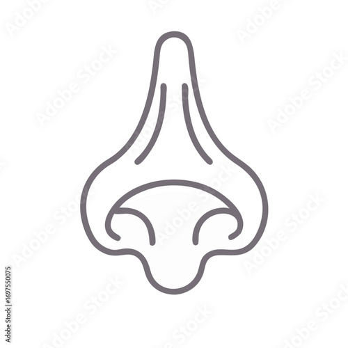 Simple outline nose illustration on a black background