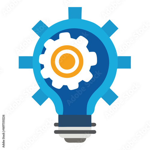 Lightbulb with gear wheels vector illustration isolated on white background innovation idea concept  