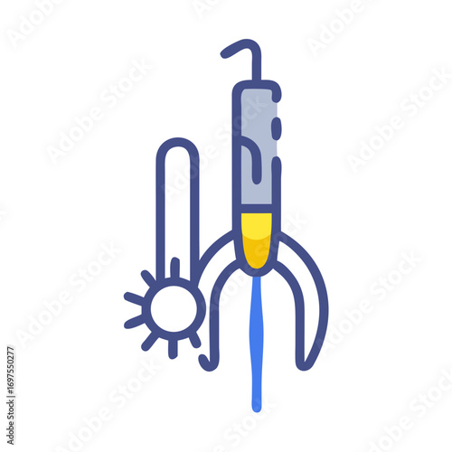 Cartoon Rocket Ship Vector Illustration with Retro Space Theme