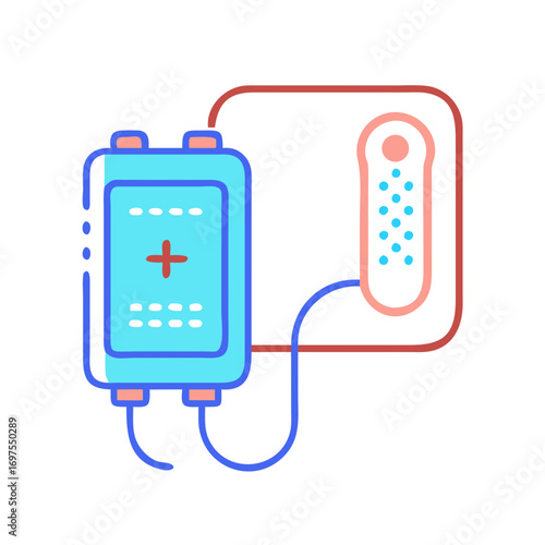 Medical equipment for intravenous therapy in flat design style