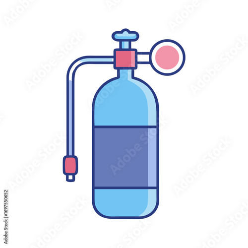 Blue scuba diving tank for underwater diving illustration art