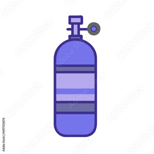 Isolated blue cylinder tank with gauge on black background