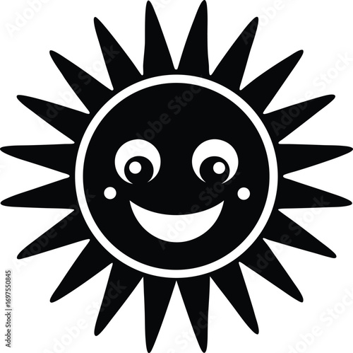 happy sun cartoon vector