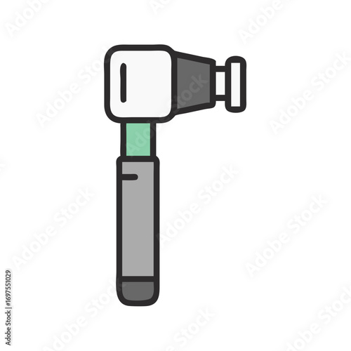 Modern otoscope illustration on black background showing medical instrument
