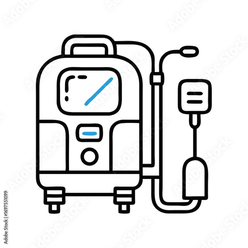 Medical Dialysis Machine Icon on Black Background