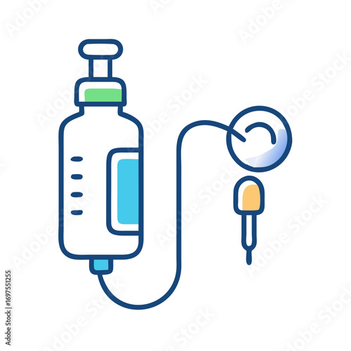 Intravenous therapy illustration featuring fluid bag and drip counter