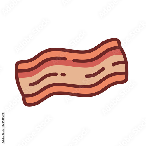 Stylized bacon strip illustration against a black background display