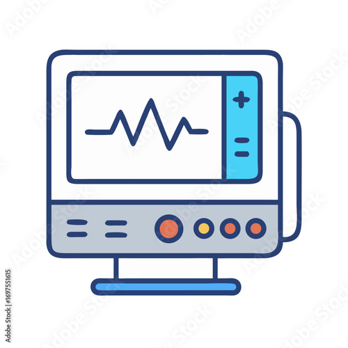 Medical heart monitor display with heartbeat rhythm tracing illustration