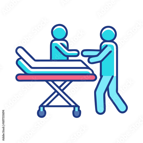 Emergency medical team moves patient on a gurney stretcher