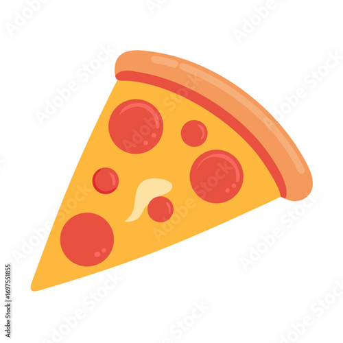 Cartoon pizza slice with pepperoni on a black backdrop