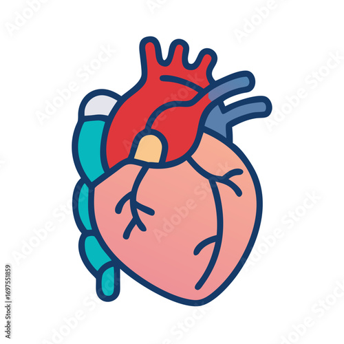 Stylized heart with vibrant colors on a black background
