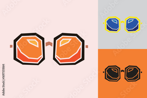 Sunglasses Color Filled Stye Icon in Cutout Hand Drawn Style