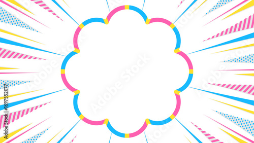 集中線とポップなフレームの背景素材、ポップなデザイン、16:9サイズ