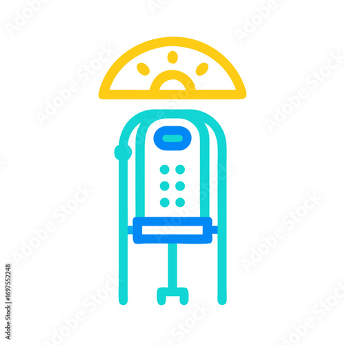 Abstract geometric exercise machine icon on black background graphic