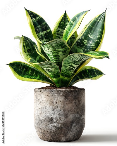 Elegant green snake plant with yellow edges high resolution photo