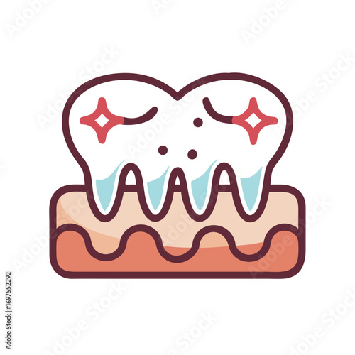 Sparkling teeth with healthy gums in a graphic illustration