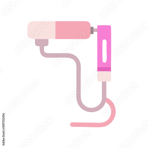 Pink stylized nail drill illustration on black background