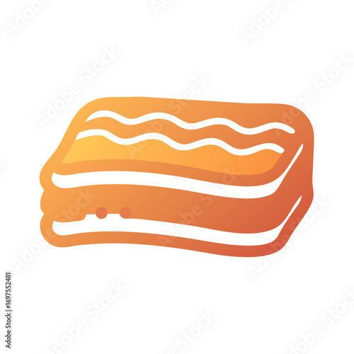 Abstract illustration of lasagna food with wavy lines design