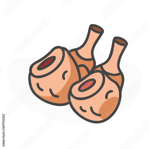 Cartoon Illustration of Jerusalem Artichokes on a White Background