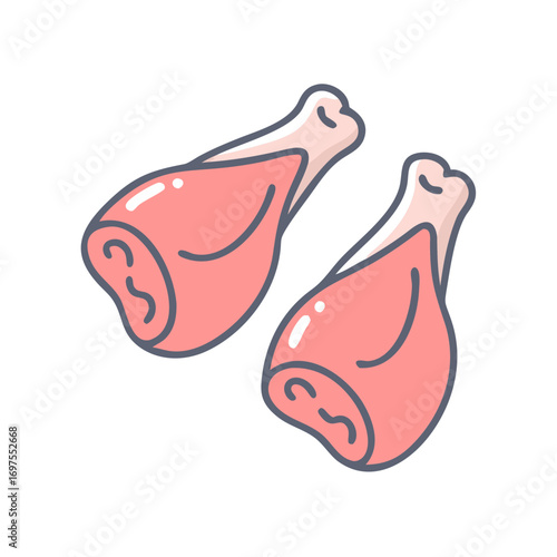 Two cartoon chicken drumsticks isolated on a black background