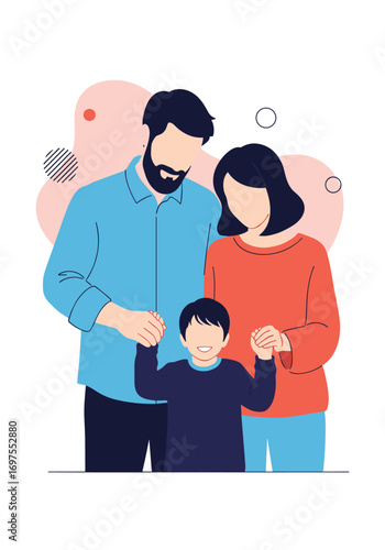 Happy family holding hands together showing love and unity