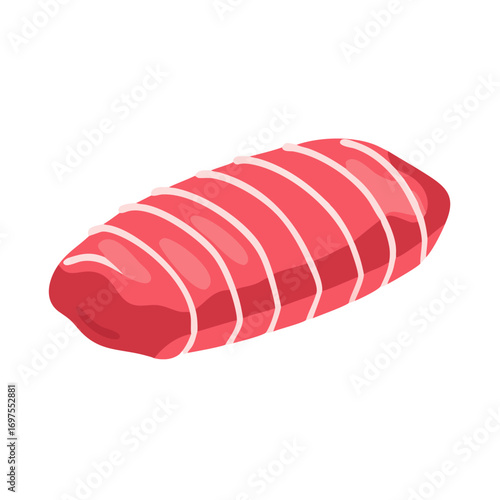 Stylized tuna fillet slice on black background for sushi