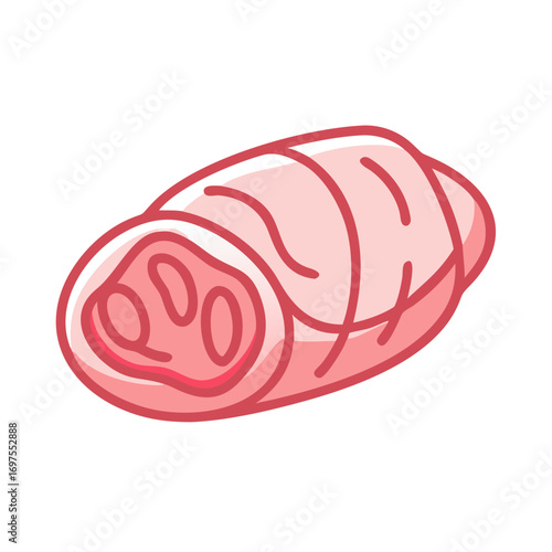 Stylized pork loin illustration on clean black background graphic