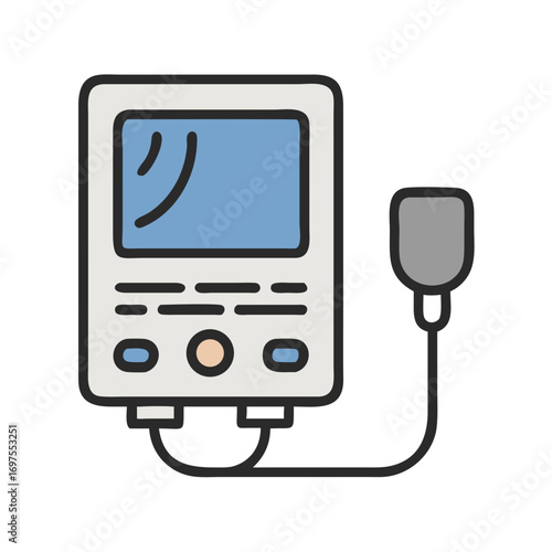 Portable medical device with sensor on black background