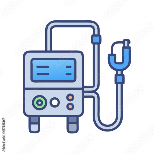 Medical ventilator icon illustration against a solid black background
