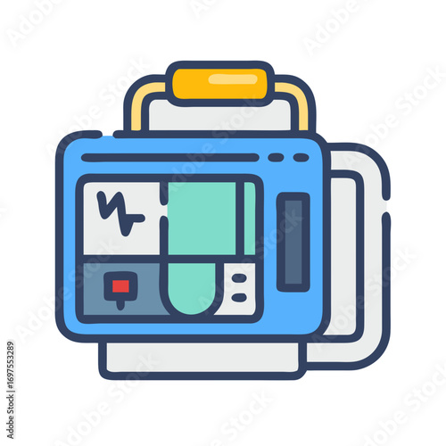 Portable EKG machine icon on black background