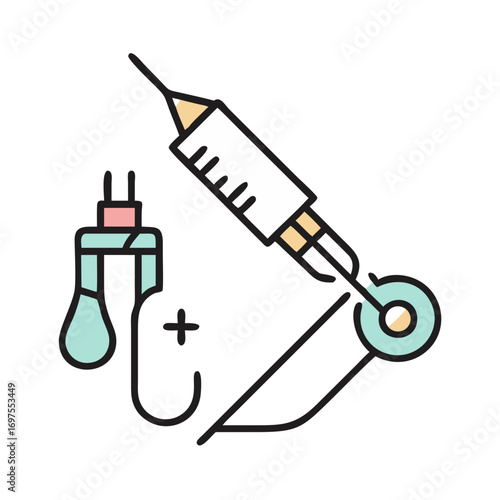 Flat vector medical syringe and IV bag illustration design