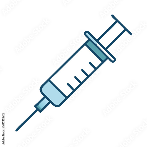 Illustration of medical syringe in flat style on black background