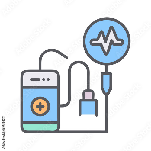 IV drip with monitor icon for medical treatment services
