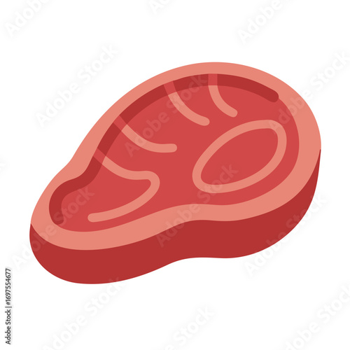 Isometric steak illustration with black background food concept art